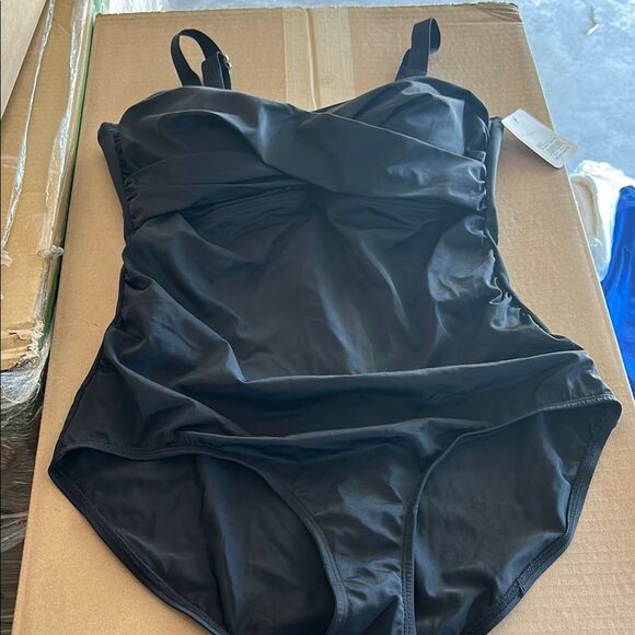 Susan Graver Sz 12 Black One-Piece Swimsuit - Picture 1 of 4